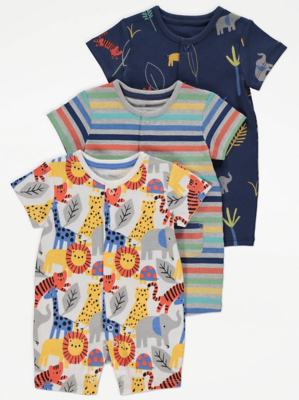 Safari Animal Short Sleeve Rompers Pack