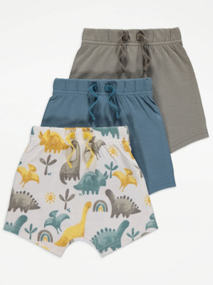 Dinosaur Jersey Shorts 3 Pack Baby at ASDA