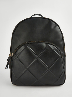 Black Leather Look Embossed Backpack Women at ASDA