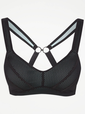 Black 2 Sizes Bigger Sports Bra Lingerie at ASDA