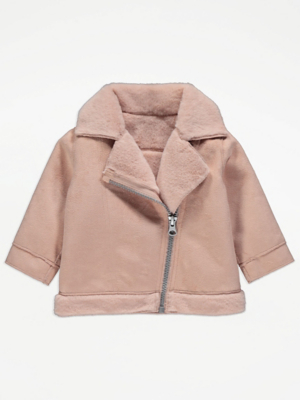 Pink Biker Jacket Baby at ASDA