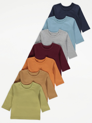 Jersey Long Sleeve Tops 7 Pack Baby at ASDA