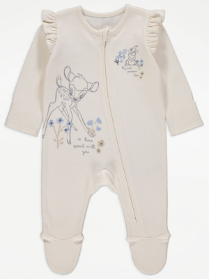 Disney Bambi Neutral Zip Up Sleepsuit Baby at ASDA