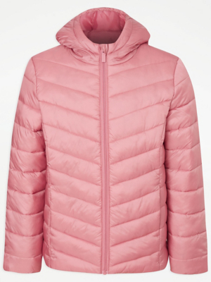 Pink Lightweight Padded Coat Kids at ASDA