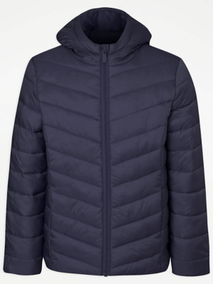 Navy Lightweight Padded Coat Kids at ASDA