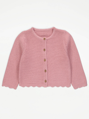 Müsli By Green Cotton Cardigan Bambina In Maglia, Modello Scallop, Colore Daydream, Chiusura A Bottoni