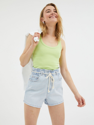 Lime Green Ribbed Vest Top Women at ASDA