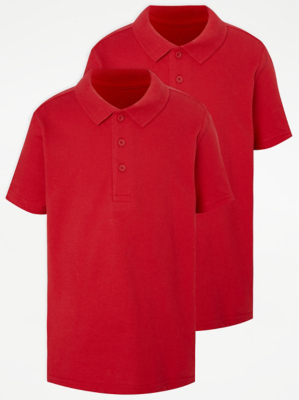 Red School Polo Shirt 2 Pack School at ASDA