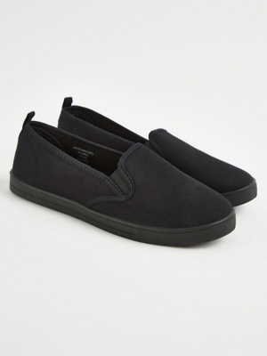 Black Elasticated Canvas Pumps Women at ASDA