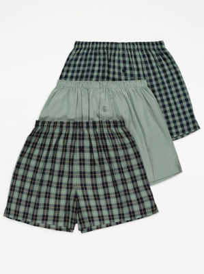 Khaki Checked Woven Boxers 3 Pack | Men | George at ASDA
