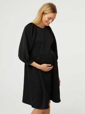 Maternity Black Oversized Waffle Texture Mini Dress Women at ASDA