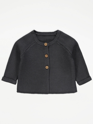 Charcoal Knitted Cardigan Baby at ASDA