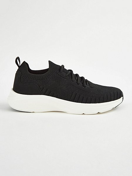 Black Leather Look Lace Up Trainers | Women | George at ASDA