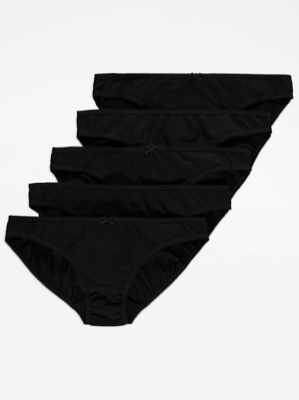 Black Mini Knickers 5 Pack Lingerie at ASDA