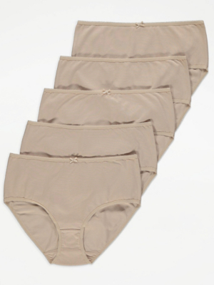 Nude Midi Knickers 5 Pack Lingerie at ASDA