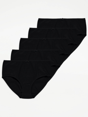 Black Midi Knickers 5 Pack Lingerie at ASDA