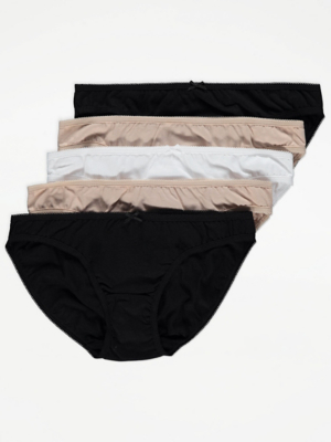 Neutral Mini Knickers 5 Pack Lingerie at ASDA