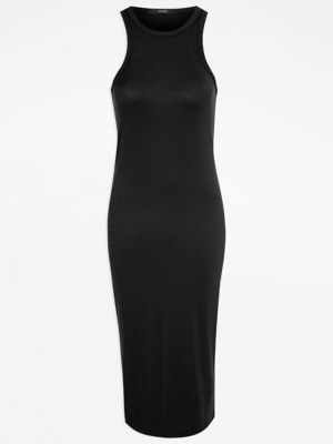 Black Ribbed Midi Dress Women at ASDA