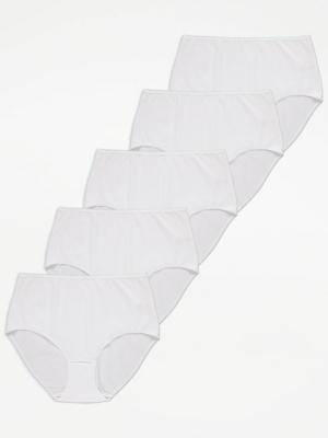White Full Brief Knickers 5 Pack Lingerie at ASDA