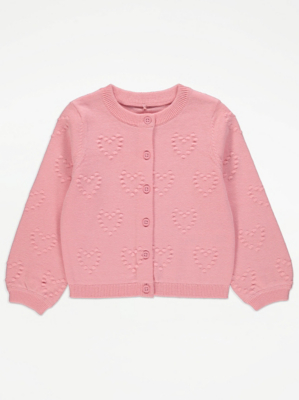 Pink Heart Knitted Cardigan Kids at ASDA