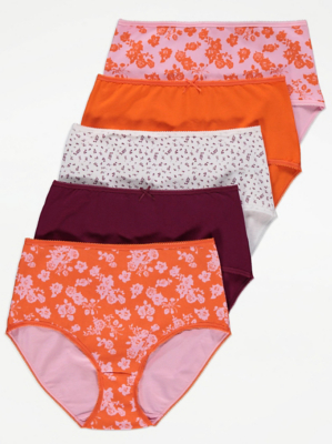 Floral Full Brief Knickers 5 Pack Lingerie at ASDA