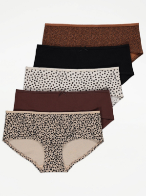 Neutral Animal Short Knickers 5 Pack Lingerie at ASDA