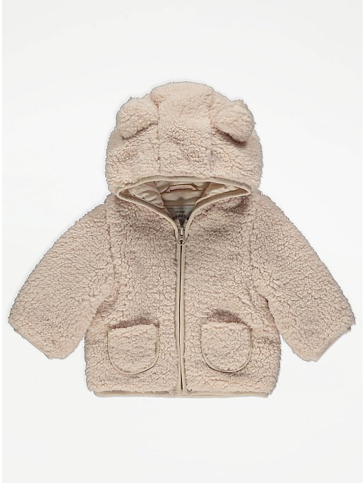 Neutral Borg Fleece Jacket | Baby | George at ASDA