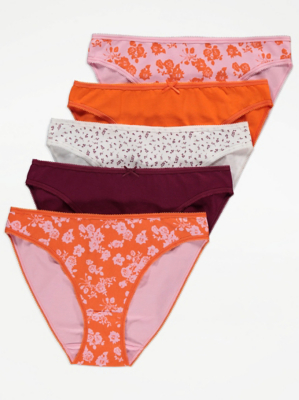 Bright Floral High Leg Briefs 5 Pack Lingerie at ASDA