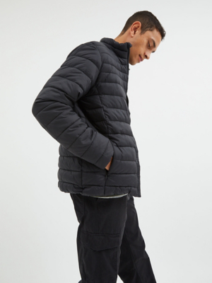 Black Funnel Neck Lightweight Padded Coat Men at ASDA