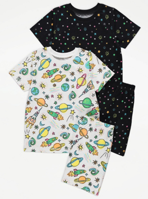 Cosmic Space Short Pyjamas 2 Pack | Kids | George at ASDA