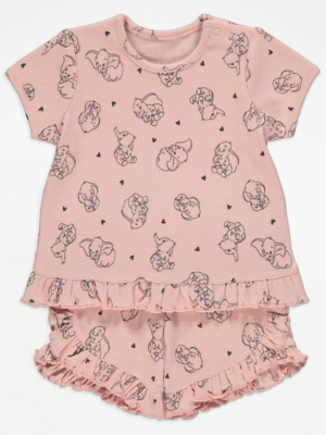 Disney Dumbo Pink Ribbed Top and Frilly Shorts Outfit Baby