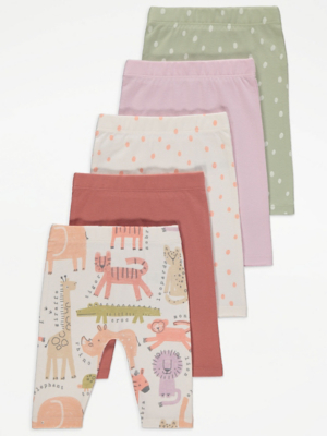 Babyhug Cotton Interlock Knit Animal Printed Bootie Leggings Pack of 3 - Multicolor main image 1