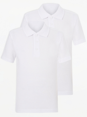 White Short Sleeve Slim Fit School Polo Shirts 2 Pack | School | George 