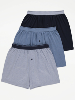Blue Loose Fit Boxers 3 Pack Men at ASDA