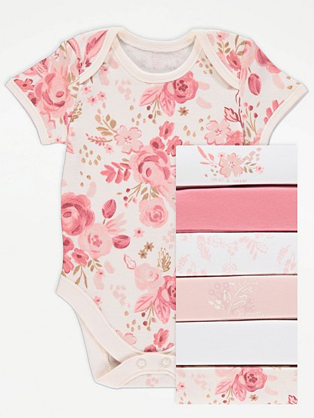 Assorted Floral Long Sleeve Bodysuits 7 Pack | Baby | George at ASDA