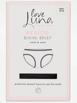 Love Luna Black Bikini Period Knickers Lingerie at ASDA
