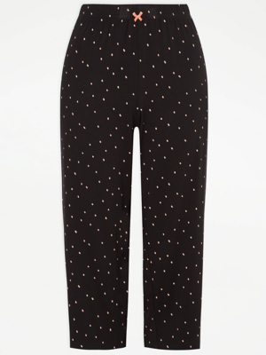 Black Spot Print Cropped Pyjama Bottoms Women at ASDA