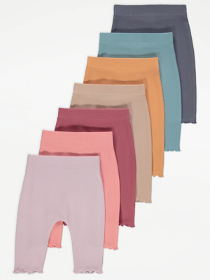 Ribbed Leggings 7 Pack Baby at ASDA