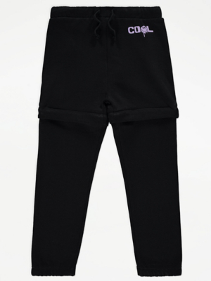 Black Cool Zip Off Joggers Kids at ASDA