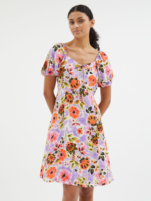 Purple Floral Mini Dress Women at ASDA