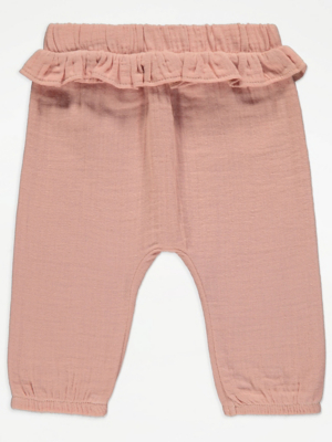 Light Pink Textured Frilly Trousers Baby at ASDA