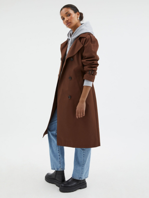 Chocolate Belted Trench Coat Women at ASDA