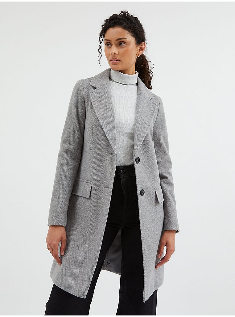 Grey Herringbone Longline Formal Coat | Women | George at ASDA