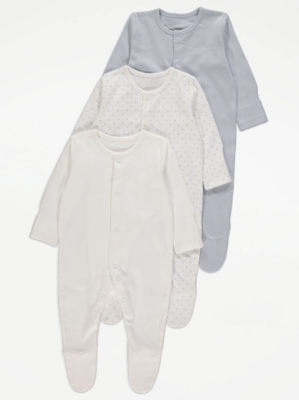 Star Sleepsuits 3 Pack Baby at ASDA
