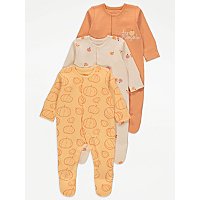 Halloween Orange Pumpkin Sleepsuits 3 Pack | Baby | George at ASDA