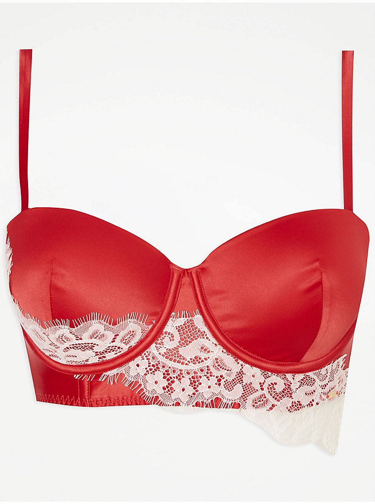 Red Satin Lace High Leg Knickers