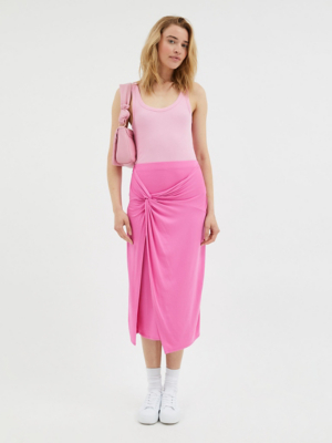 Pink Knot Front Midi Skirt Women at ASDA