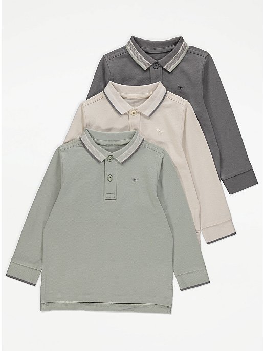 Long Sleeve Polo Tops 3 Pack | Kids | George at ASDA