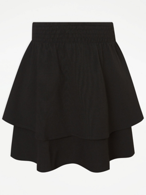 Black Tiered Girls School Skirt School George at ASDA