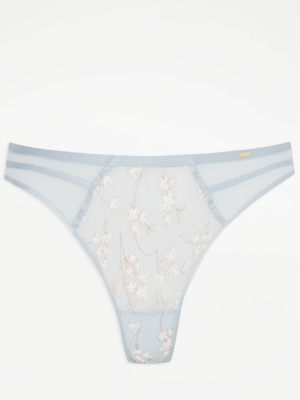 Entice Blue Blossom Embroidered Mini Knickers Lingerie at ASDA